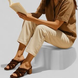 Signature Journee‎ Collection Women's Brown Lyddie Woven Mule Sandal Size 7.5